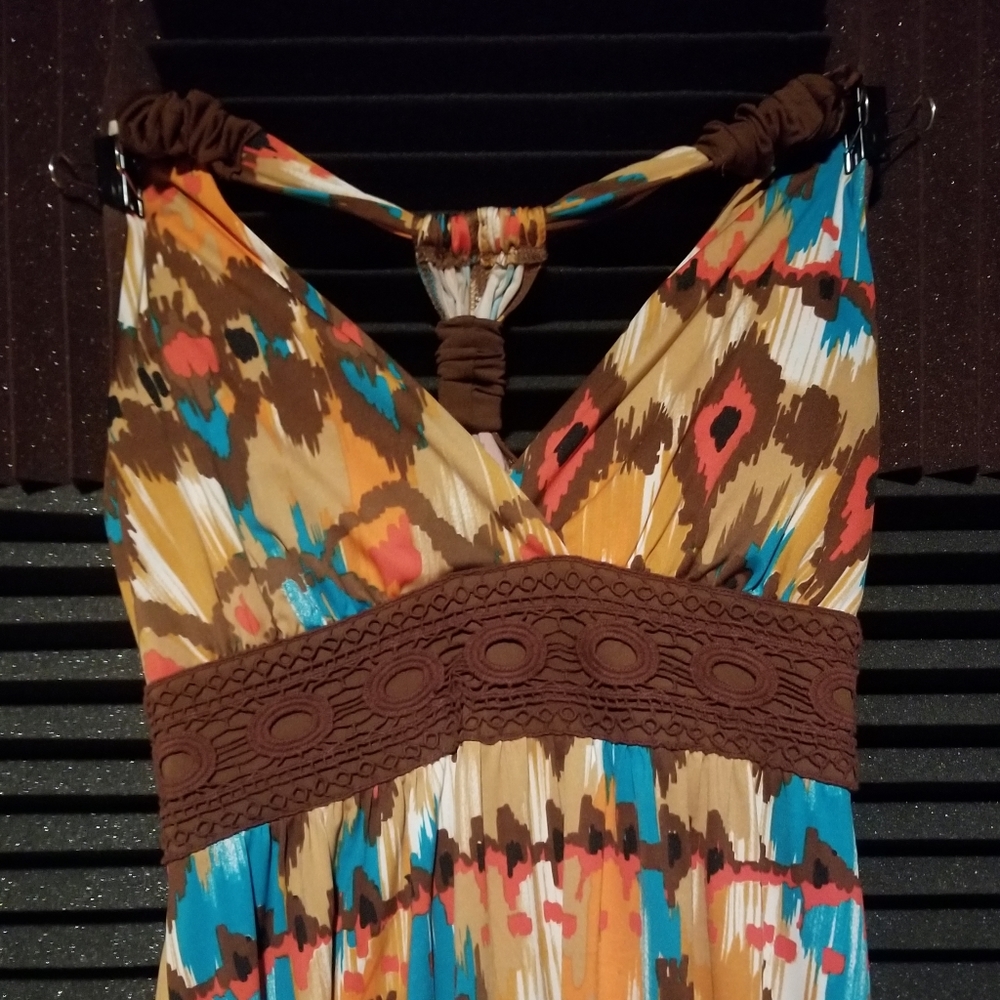 Maxi dress,  size medium,  brown and burnt orange,  Sequin Hearts brand
